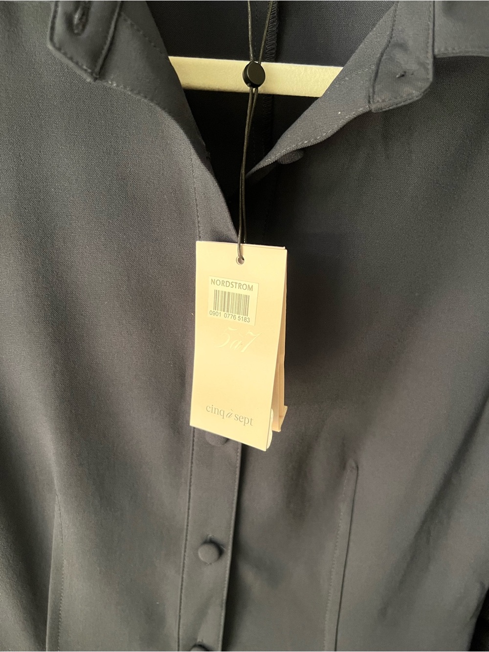 cinq a sept lucilla navy Button-Front Pleated Hem Dress - Picture 8 of 13